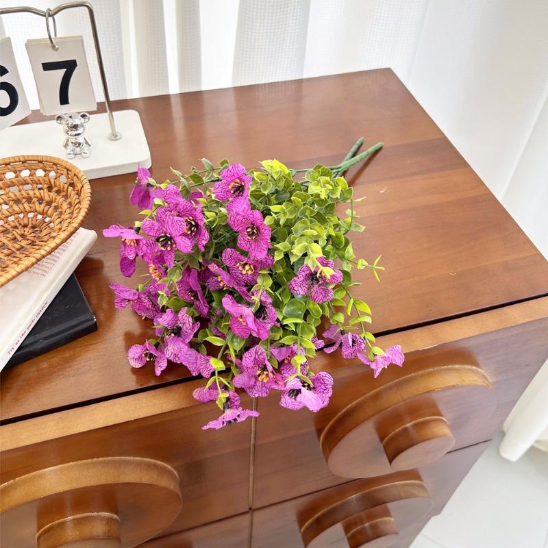 

Искусственные искусственные фиолетовые пучки для дома, обеденных столов, улицы и двора, украшение зелеными растениями 1pc