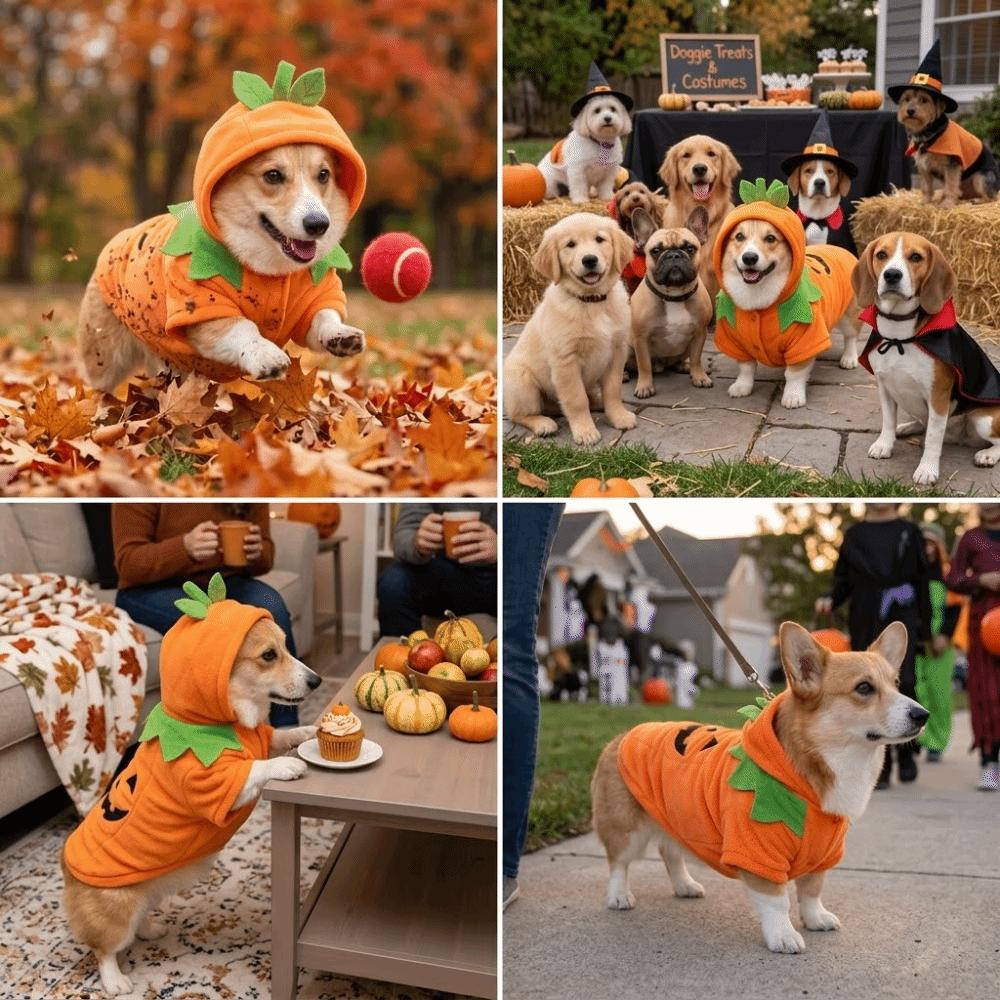 Warm Fleece Puppy Warm Outfits Fleece Hoodie Pumpkin Dog Costume Halloween Pet Clothes  Party