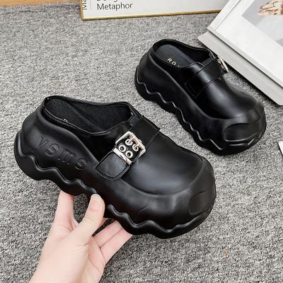 Mode 8CM Damen High Heels Klobige Hausschuhe Neue Sommer Damen Schnalle Plateau Sneakers Keilsandalen Pantoletten Vulkanisierte Schuhe De Mujer
