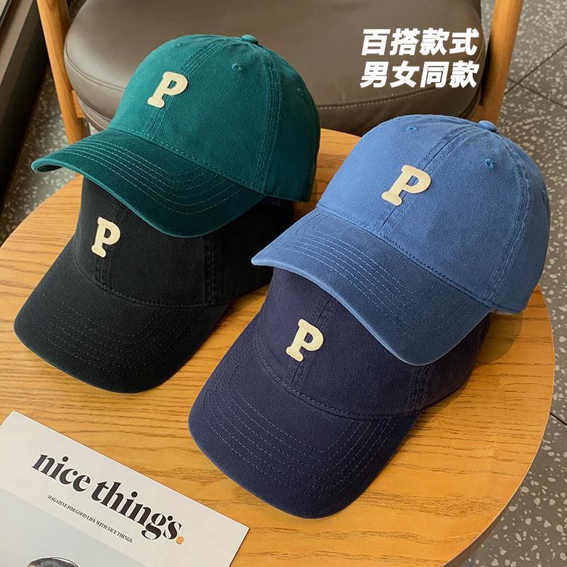 New peaked cap cotton breathable cap children's P letter embroidery summer sunscreen sports baseball cap men's versatile tide