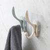 2/4pcs Nail-Free Self-Adhesive Wall Hooks Double Hook Hangers for Coats Wall-Mounted Bathroom Accessories and Clothes Storage