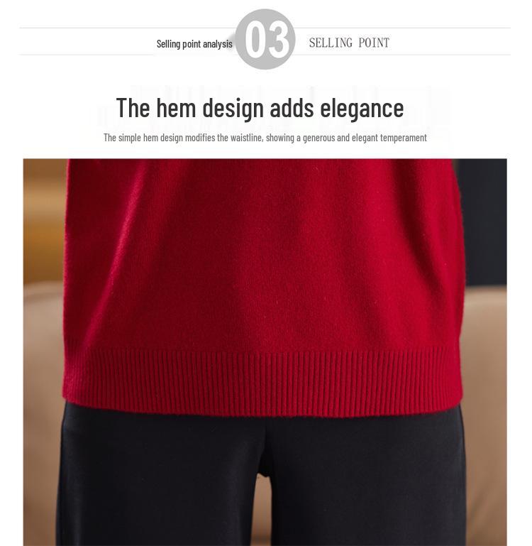 Stylish 100% Pure Wool Embroidered Sweater for Women - Autumn & Winter Half High Neck Knitted Sweater