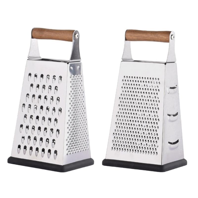 Professional Cheese Grater,Stainless Steels Metal Box Grater with Handle,4 Side Handheld Kitchen Food Shredders Potato