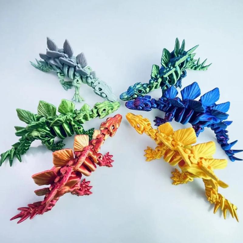 Drago Dinosauro Magico Stampato in 3D Articolazione Mobile Fidget Toy Ornamentale da Scrivania Articolato Rotante Giocattolo per Adulti Bambino Artigianato Regalo di Nascita