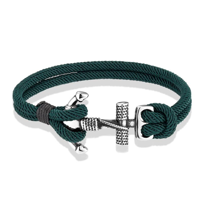 Waterproof Anchor Bracelets Men Double Strand Nautical Survival Rope Bracelet for Women Stainless Steel Navy Sport Buckle
