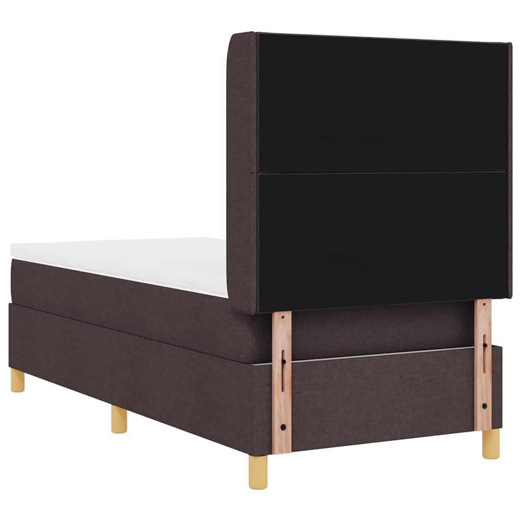Box Spring Bed with Headboard Dark Brown 90 x 190 cm Fabric