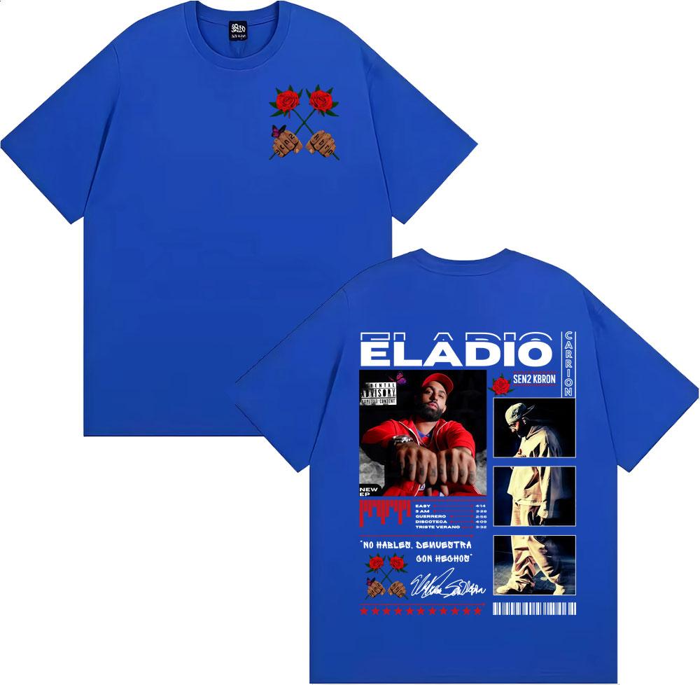 Rapper Eladio Carrion Sen2 Kbrn Tour Merch T Shirts Men's Clothing Cotton Short Sleeve T-shirt Fashion Gothic T Shirt Streetwear
