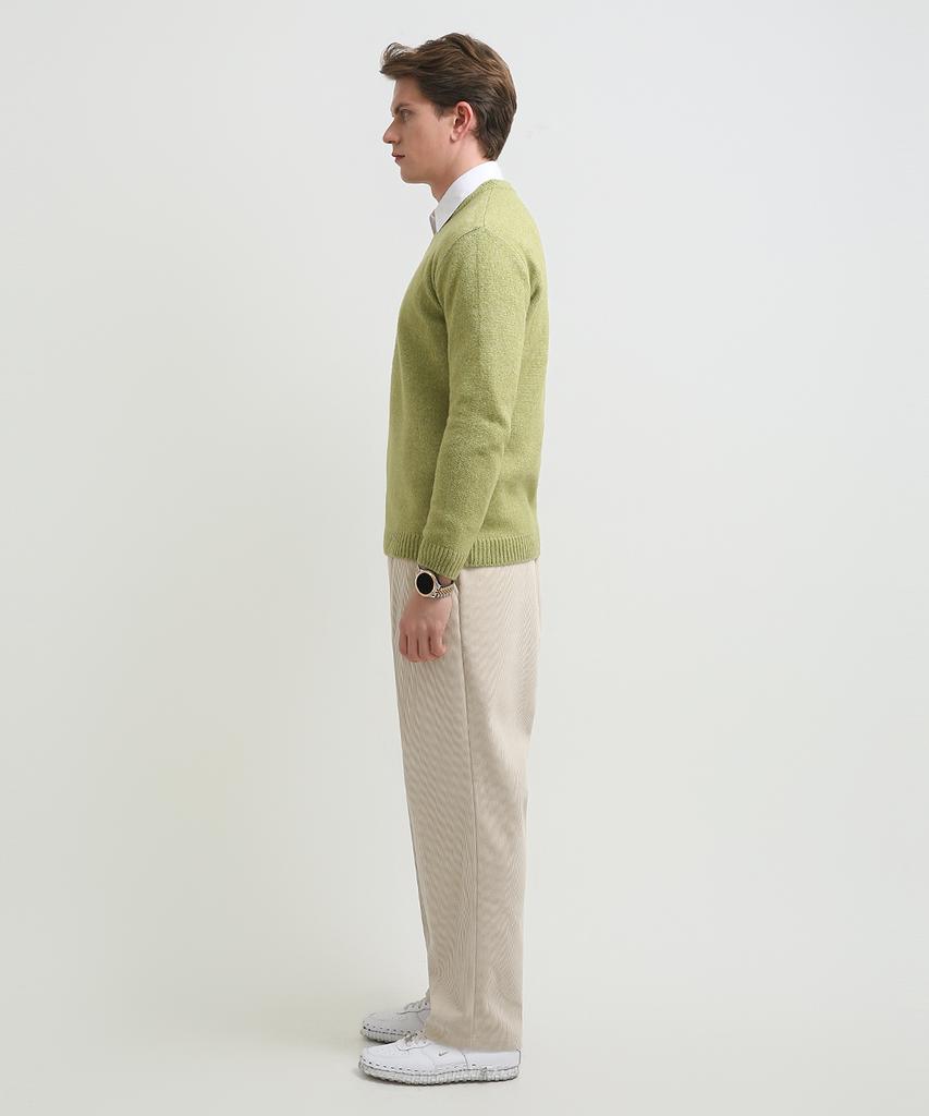 Seuteulaikeu Fine Blend Classic Crew Neck Knit (Lime Green)