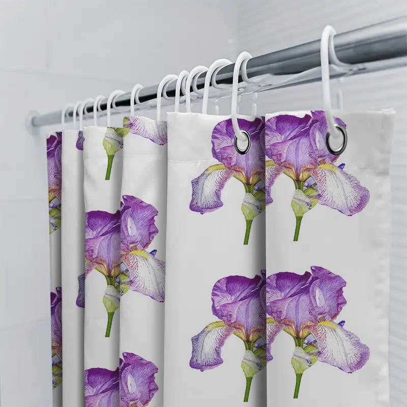 Enchanting Iris Garden: Purple Flower Shower Curtain For A Fresh And Nature-Inspired Bathroom Dcor