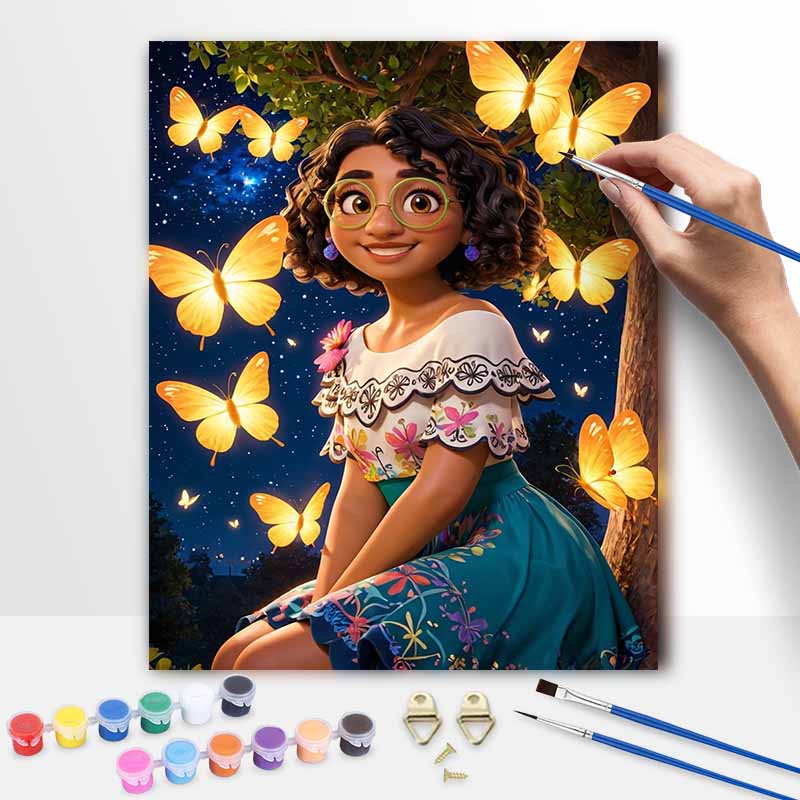 Disney oil painting Mirabel butterflies handmade diy art painting home decoration