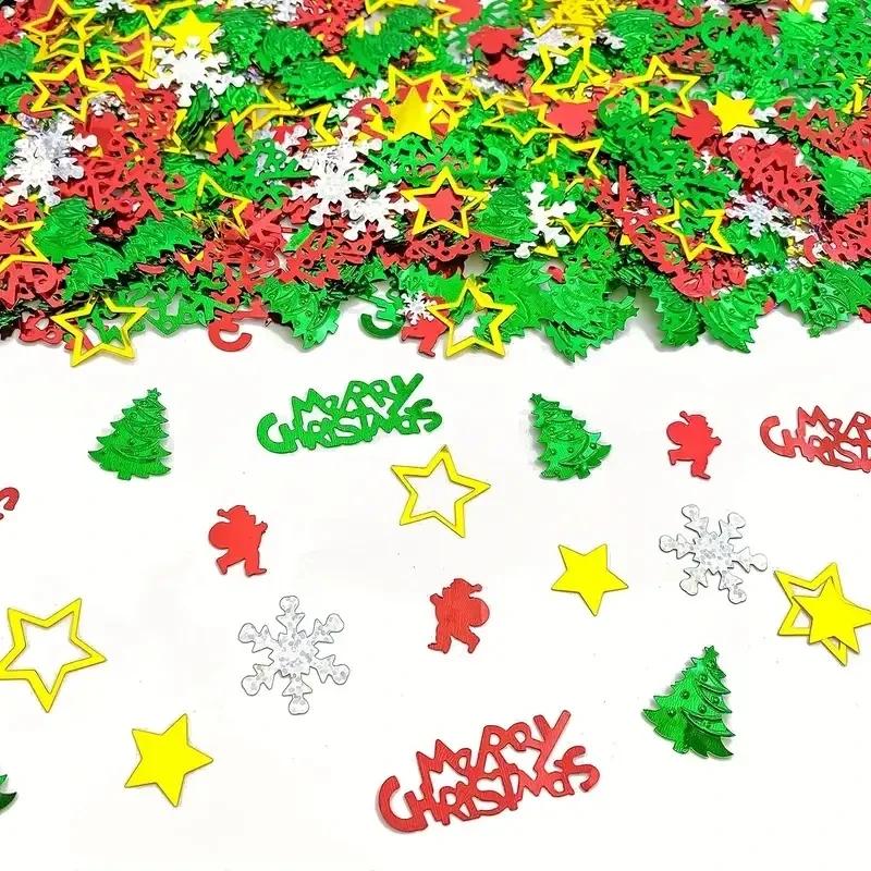 1 Set Weihnachten Neujahr Metallfolie Konfetti Weihnachtsbäume Kranz Pailletten Glitzer Rot Grün Silberne Dekorationen