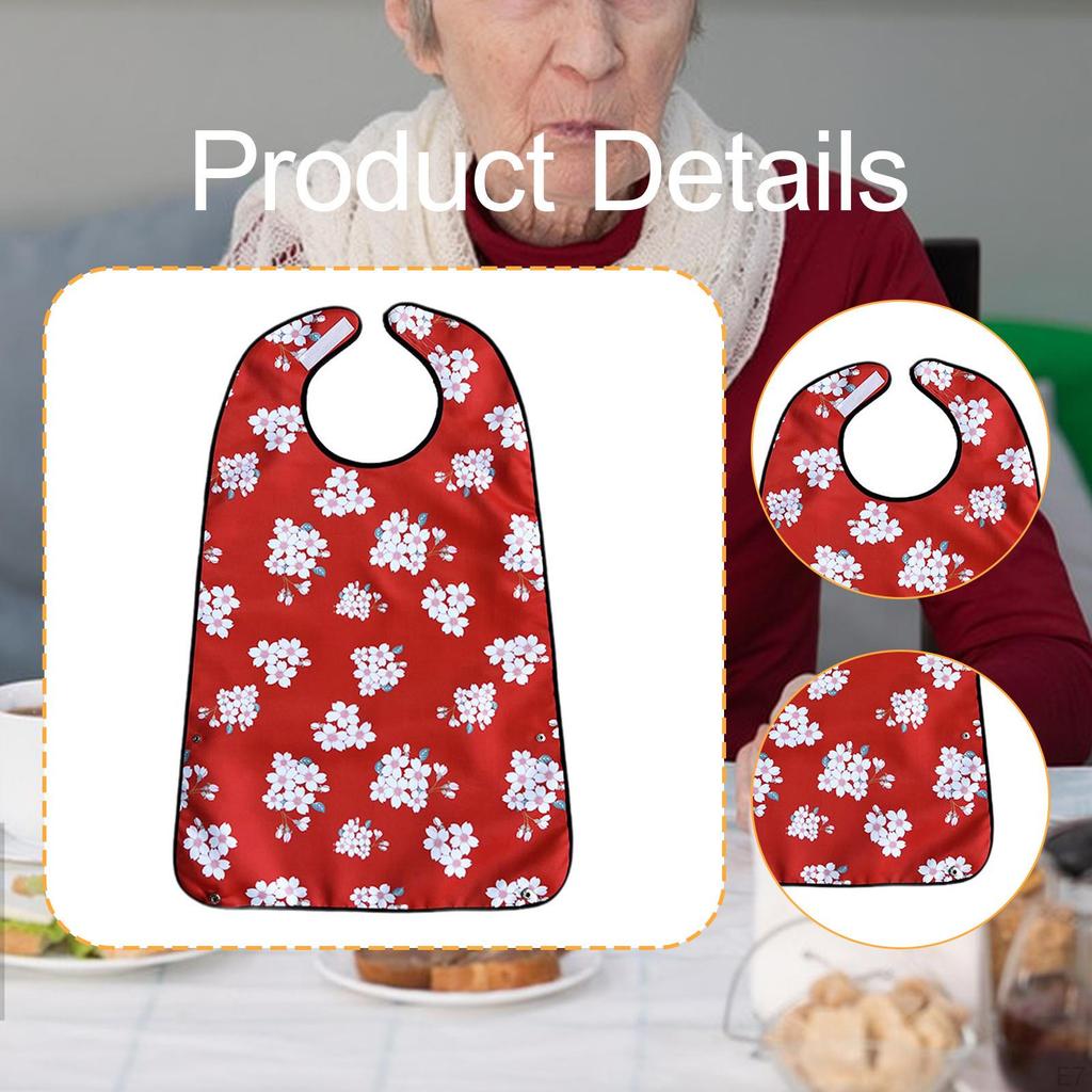 Adult Bib for Eating Clothing Protector Beautiful Protection Reusable Elderly Waterproof