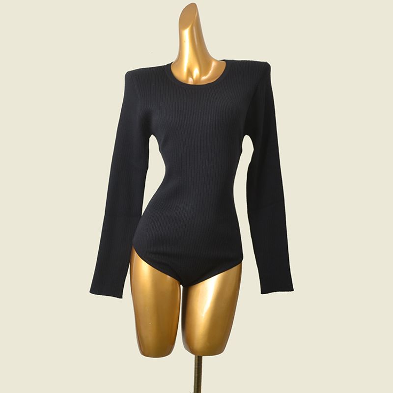 Fashion Sexy Knitting Long Sleeves T-shirt Triangle Jumpsuit Spring Sexy Inner Match Slimming T-Shaped Bottoming Shirt for Women