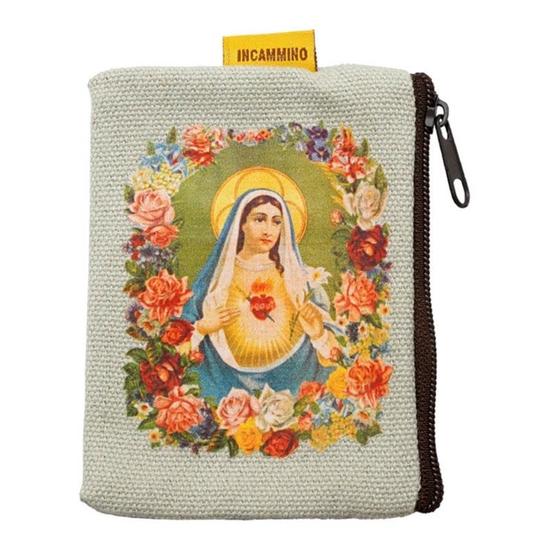 9x7cm Catholic Rosary Pouch,Coin Purse Rosary Holder Beads Bag with Zipper for Prayer Storage