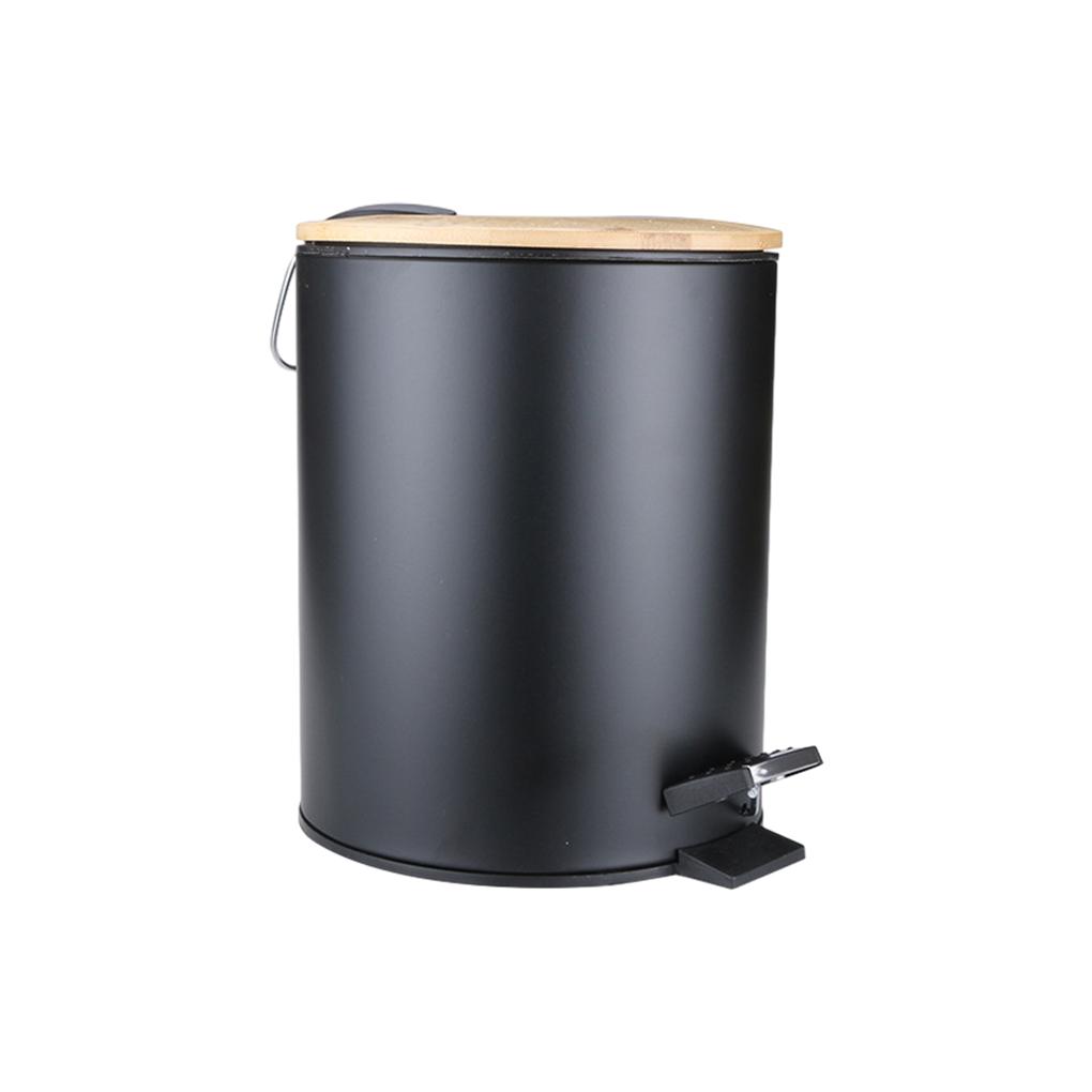 Plastic Garbage Can - Detachable Inner Bucket Modern And Easy To Clean Soft Closing Bamboo Lid And Transport Handle