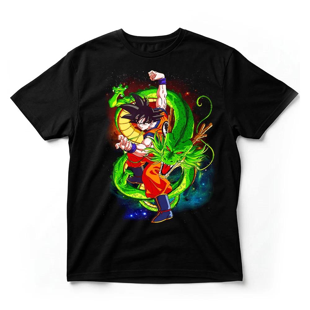 Dragon Ball Z Goku Shenron Galaxy TShirt Eternal Dragon Anime Graphic Tee Black S