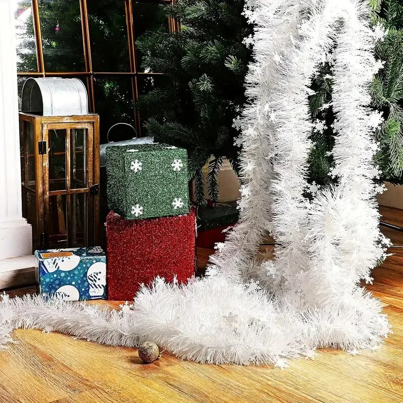2M Christmas Snowflake Tinsel Garland Xmas Tree Decoration Christmas PlasticTwist Garland Ceiling Hanging New Year Party Decor