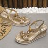 Fashion Fashion Crystals Wedges Heel Sandals Women Summer Chunky Platform Bohemian Sandalias Mujer Slip On High Heels Sandles Female 43