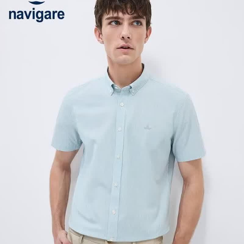 Navigare Men s Cooling Striped Short Sleeve Cotton Shirt XL