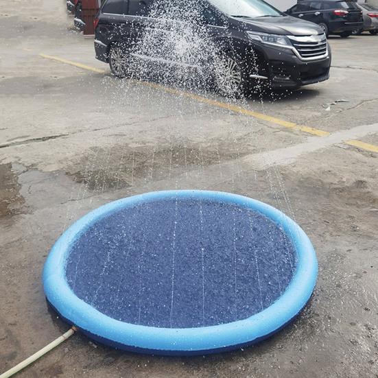 Dog Splash Pad Anti-Slip Sprinkler Dog Pool with Flying Disc Toy Outdoor Leakproof Water Play Mat Family Backyard Water Toy