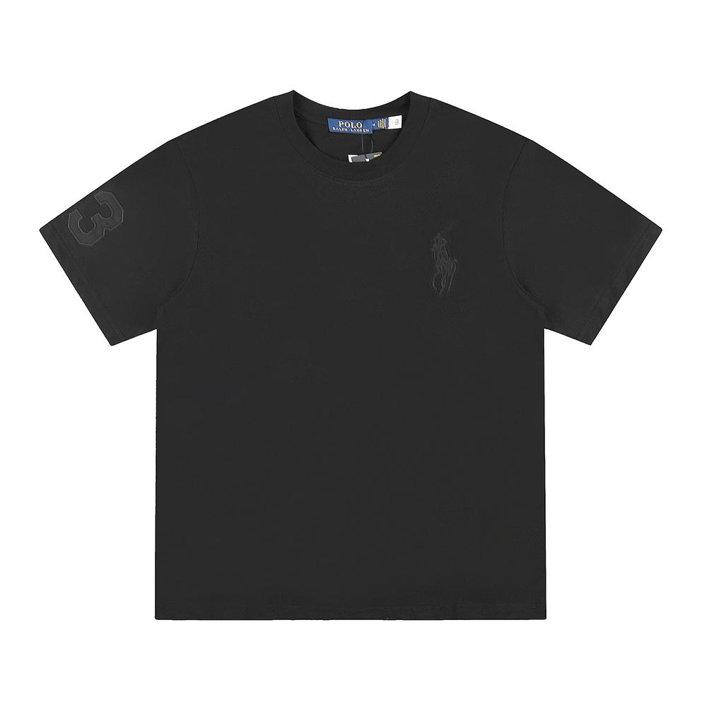Ralph Lauren Summer Men's and Women's 100% Cotton Crew Neck T-Shirt with Tonal Pony & Number 3 Embroidery