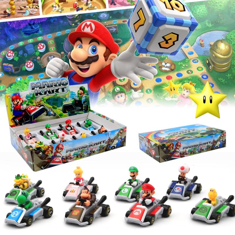 Super Mario Party Go-kart Toy Set With 8 Collectible Figures And Display Box