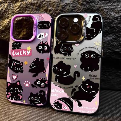 Cartoon Schwarze Katze Hülle für Xiaomi Redmi Note 14 13 12 11 10 9 8 Pro Plus 14S 12S 11S 10S 9S Redmi 14C 14R 13C 12C 11A Rückabdeckung