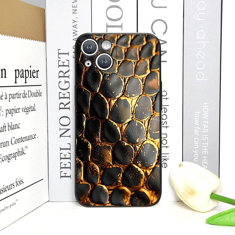 Creative Black Golden Scale Texture Printed Phone Case for iPhone 17 16 12 11 14 13 15 Pro Max Mini XS MAX XR 7 Plus Soft Cover