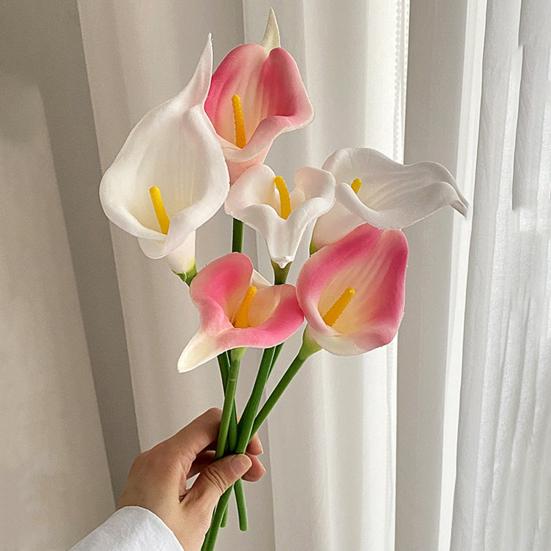Real Touch Artificial Calla Lily Flower 13.4" Lifelike Faux Flower Branch for DIY Wedding Bouquet Home Indoor Table Centerpiece
