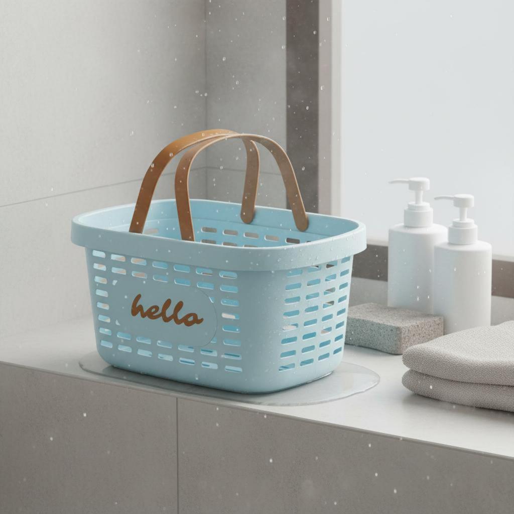 Portable Shower Tote Easy to Clean Draining Bath Basket Plastic Shower Basket Multipurpose Household Storage for Students