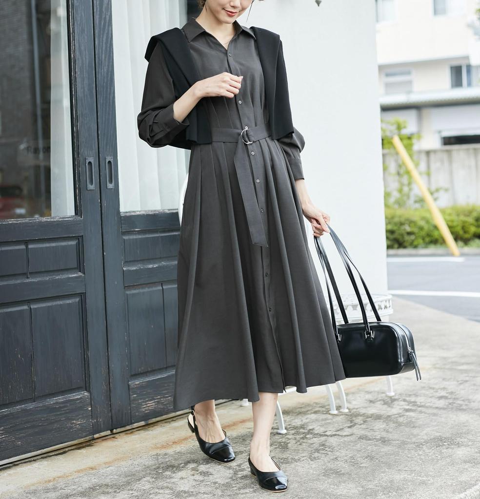 ROPE PICNIC Long Sleeve Dress Available in 3 Sizes Women's Shirt-Conscious (GDE54150, Charcoal, 06)