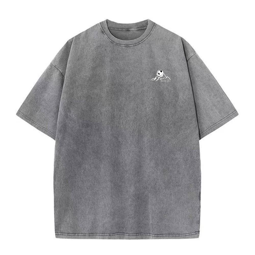 New Men's Retro Casual T-Shirt - Street Style Cotton Short-Sleeved Acid-Washed Shirt - Daily Commuting Couple T-Shirt