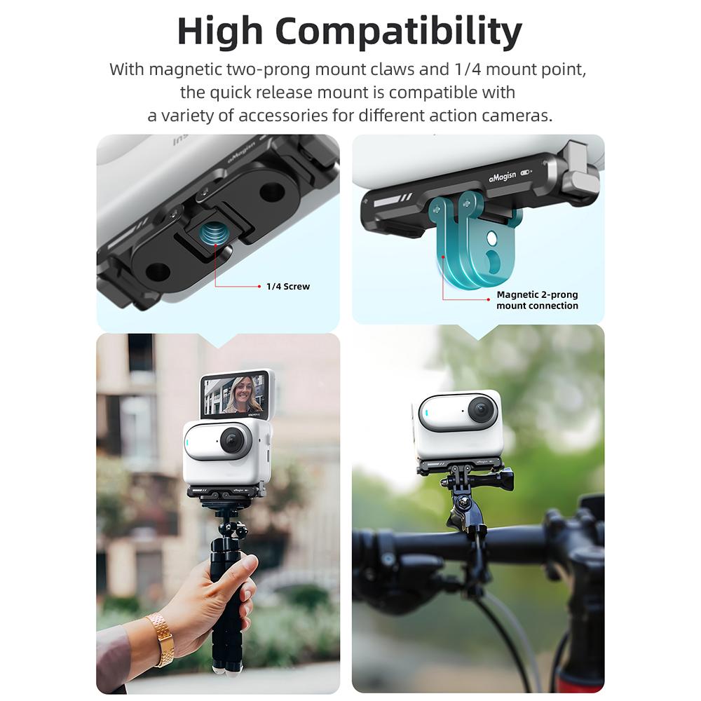 aMagisn AG11 Magnetic Quick Release Mount Base for Action Camera Aluminum Alloy Camera Mount with Magnetic Plate