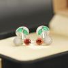 Small Fresh, Sweet and Cute Stone-encrusted Cherry Earrings, Small, Exquisite and Light Luxury, High-end Fruit Series, Ear Clips for Women