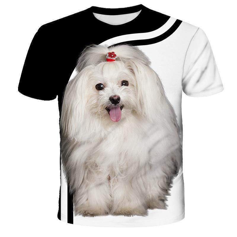 Summer Round Neck Animal Dog Pattern 3D Print Top Fashionable Casual Short Sleeved Men's T-shirts