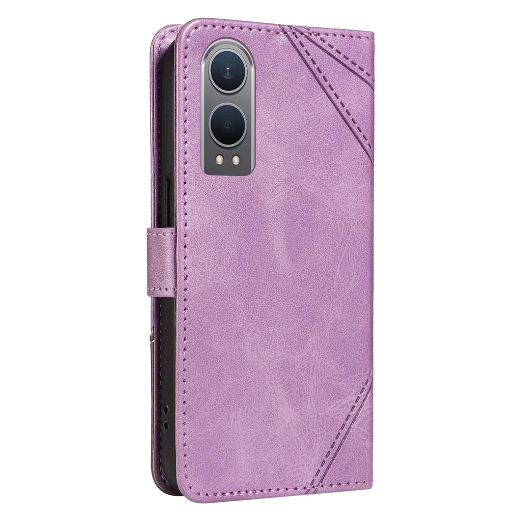 For OnePlus Nord CE4 Lite 5G/Oppo K12x 5G (China) Case Leather Wallet Shockproof Phone Cover Geometric Line