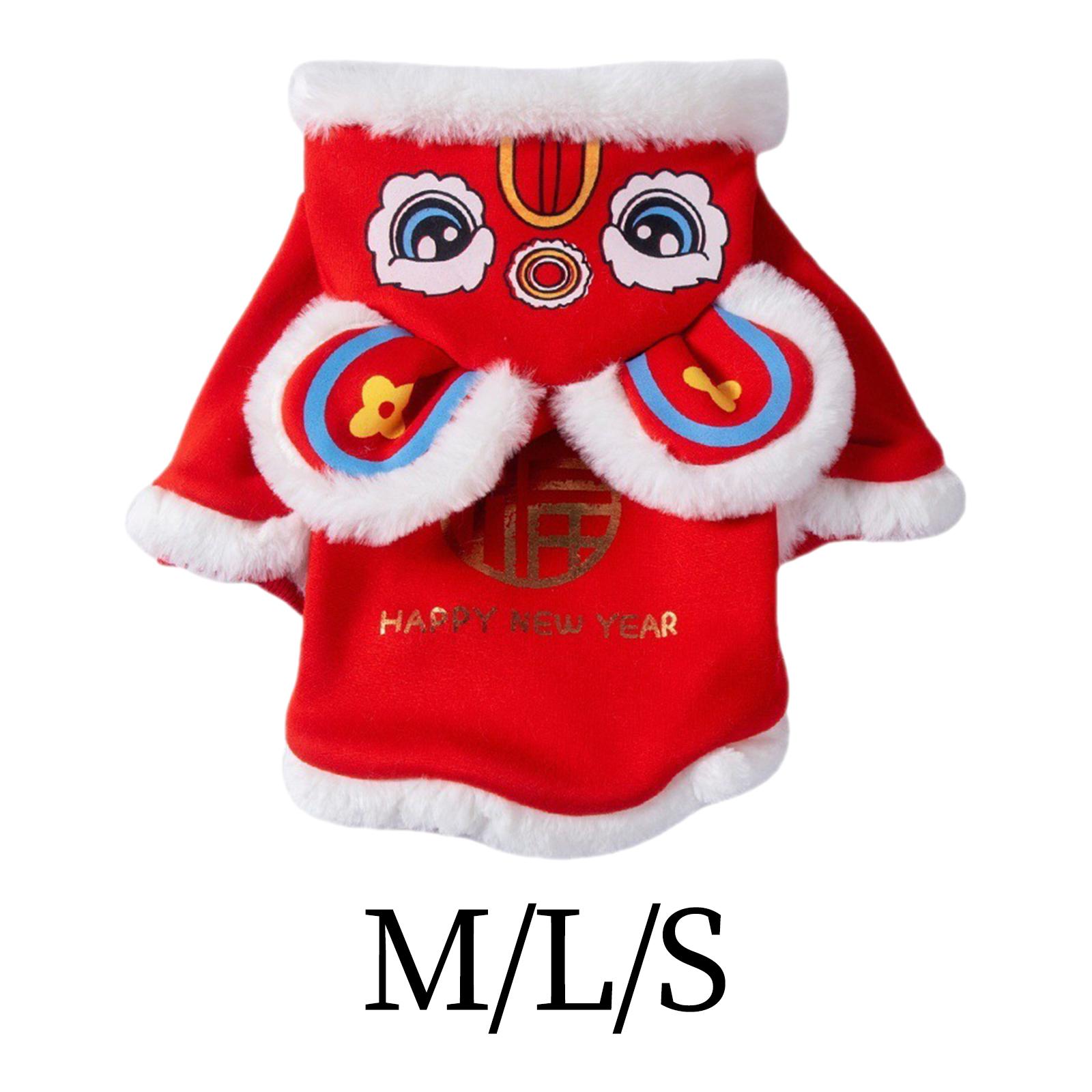 Китайский фестивальный танец льва Костюм для питомца Традиционный танец Льва Одежда для питомца Одежда для холодной погоды M