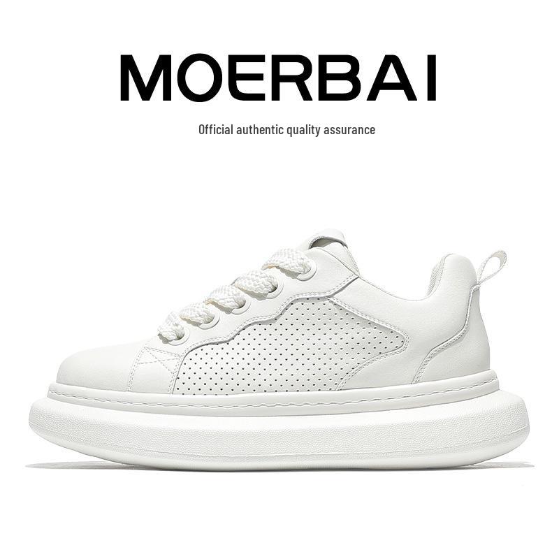 Mopei Men's Summer Cowhide Casual Sneakers - Soft Sole, Shock Absorption, Breathable, Versatile, Comfortable Dad Shoes.