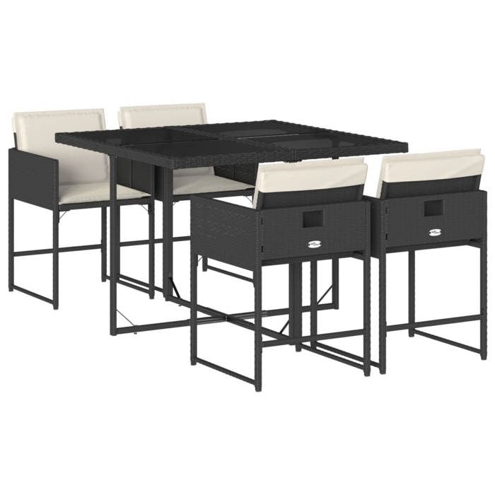 VidaXL Ensemble à manger de jardin coussins 5pcs Noir Résine tressée 3278021