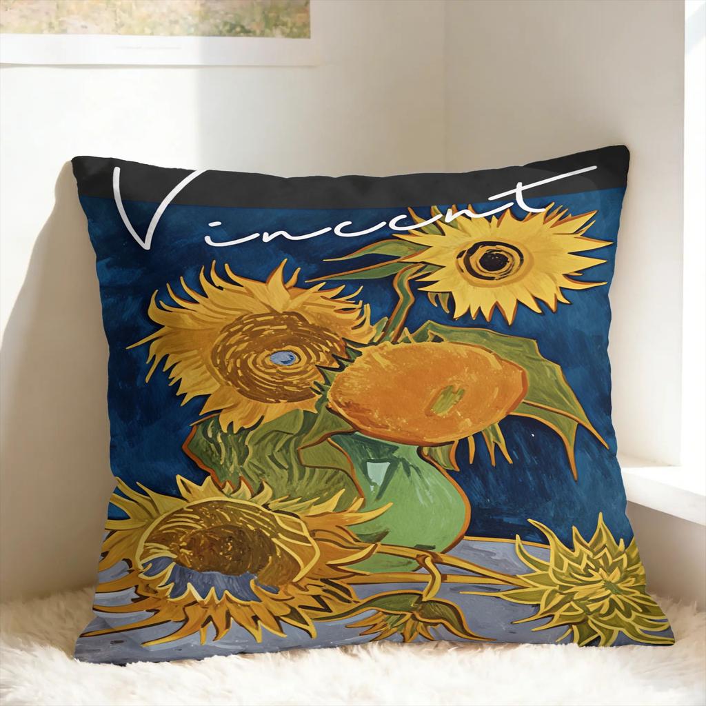 Van Gogh Sunflower Pillow Cover Novelty Pillow Case For Living Room Sofa Soft Cushion Cover Gift Idea
