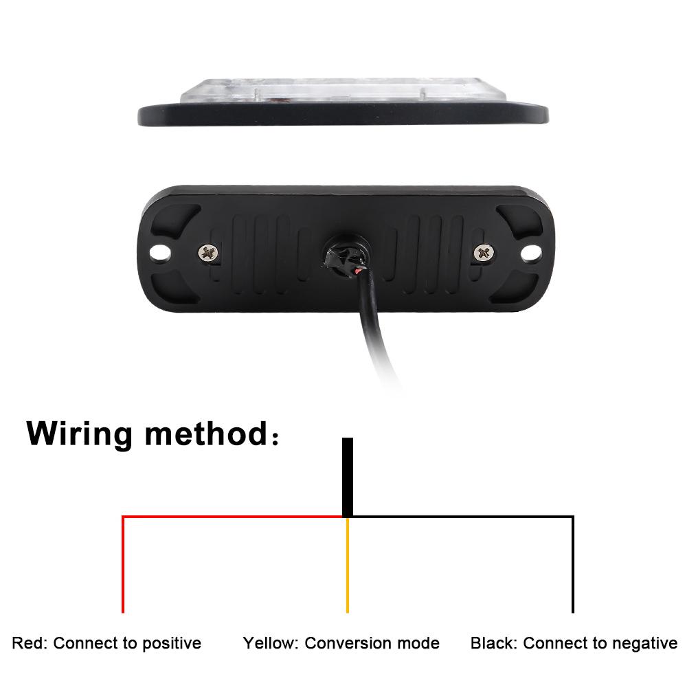 4LED Car Strobe Warning Light Flash Grille Signal Light Police Breakdown Trailer Emergency Lamp 12v  24V for Truck Amber Yellow