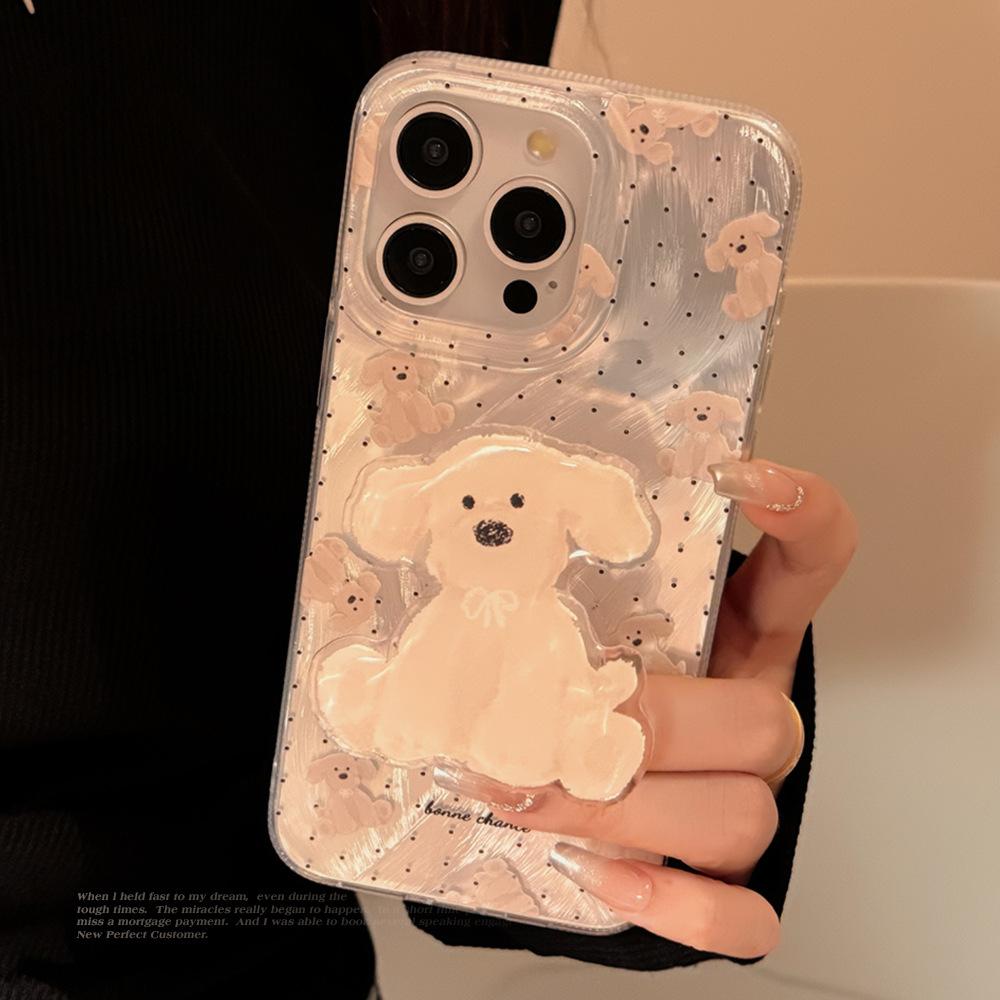Niche Ins Doll Dog Holder Mobile Phone Case Apple 15 Promax for IPhone 13 16 Feather Ya 14 Cute