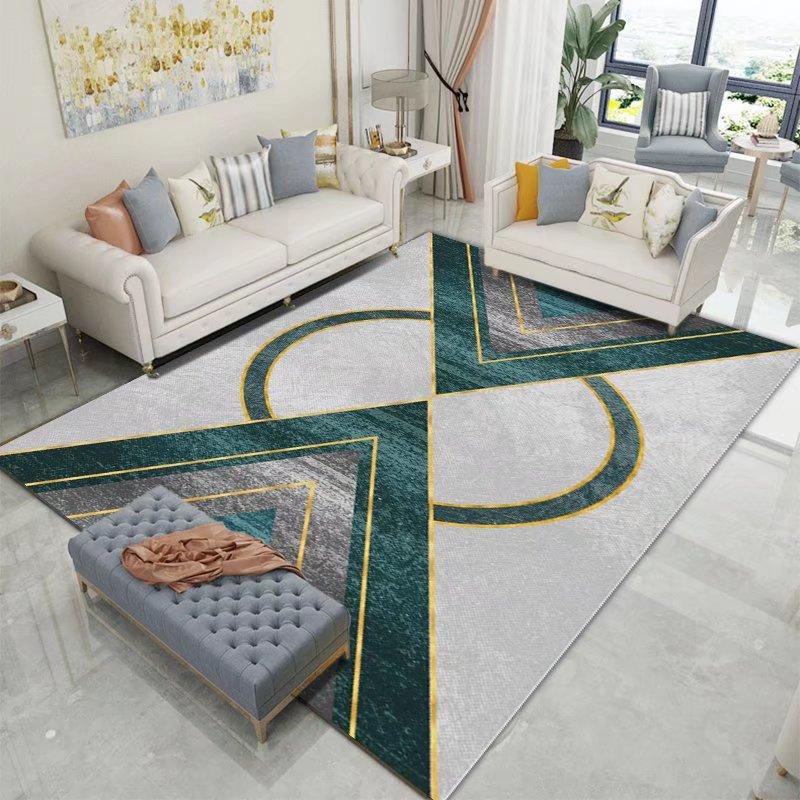 Moderní styl Geometrický koberec Dekor obývacího pokoje Zelené koberce Pohovka Čajový stolek Boční podložka pod nohy Ložnice Postelový kobereček Protiskluzový Omyvatelný