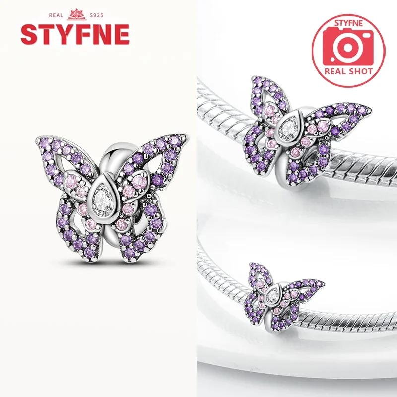 Copper Metal Colorful Butterfly Series Charm Bead Components Shiny Zircon Bead Components Compatible With Authentic Original Bracelet High Quality