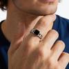 Men's Metal Open Ring,Black Square Enamel Chain Ring,Hip Hop Punk Jewelry Gift
