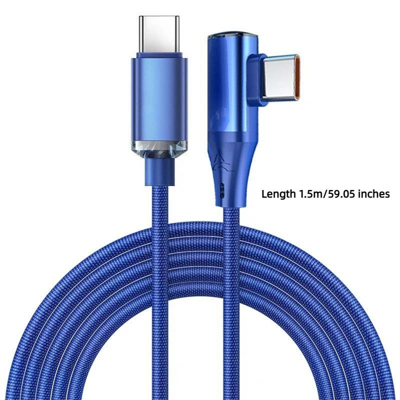 120W Super Fast Charging Cord Type C To Type C 90 Degree Elbow Cable 0.25/1/1.5/2M Length Usb C Quick Charge Phone Cables