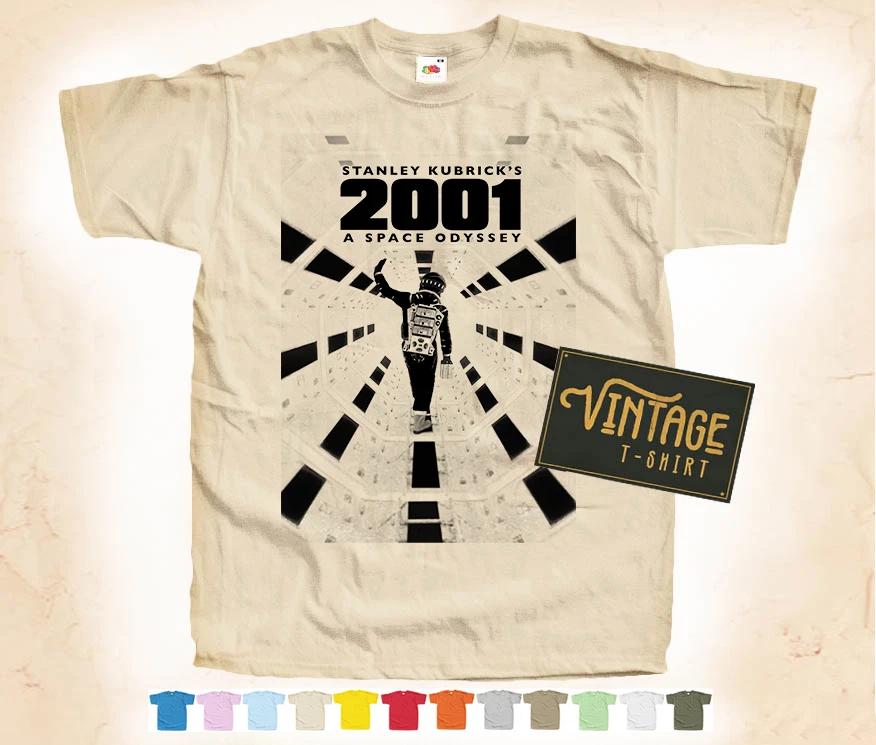 

Black Print 2001 A Space Odyssey V4 T SHIRT TEE Vintage Poster Natural 12 Colors L