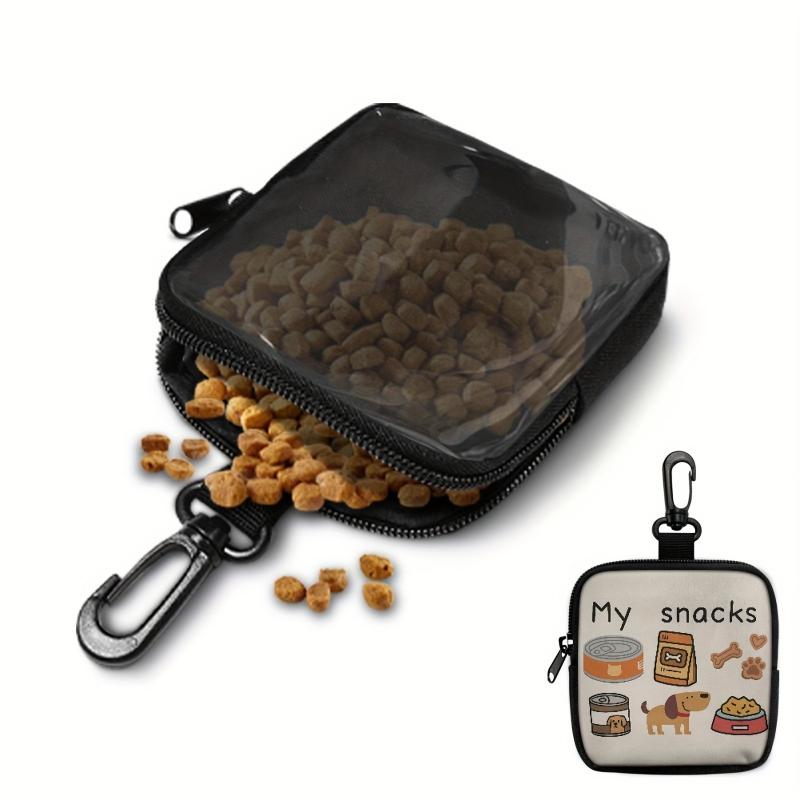 1pc Dog Print Dog Treat Bag with Hook and Zipper - Pet Training Set, Puppy Pet Training Walking Bag,Dog Training Accessories