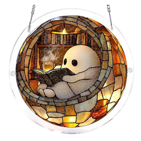 Halloween Acrylic Jigsaw Puzzle Suncatcher Stained Glass Style DIY Sun Catcher