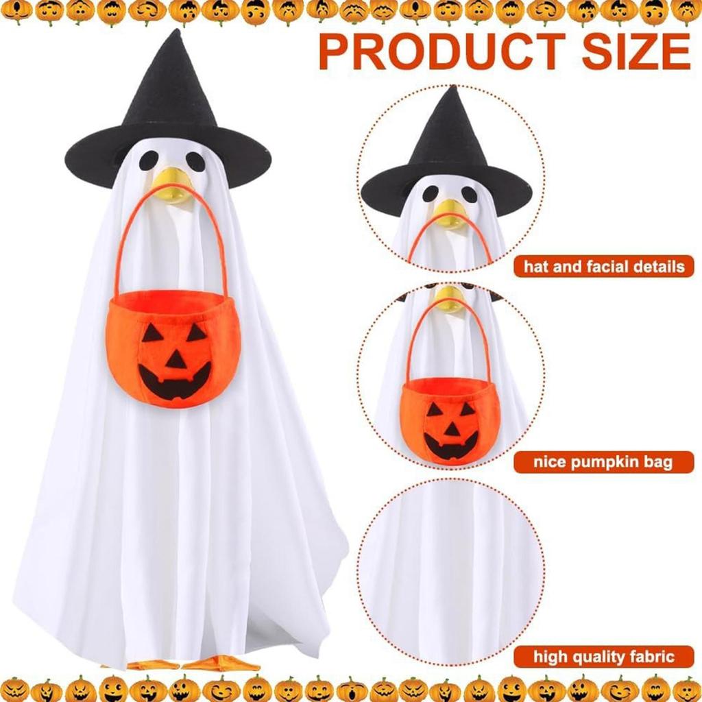 Porch Geese Halloween Outfit Ghost Lawn Geese Festival Ghost Clothes Lawn Statue Halloween Clothes For Courtyard Fall Season